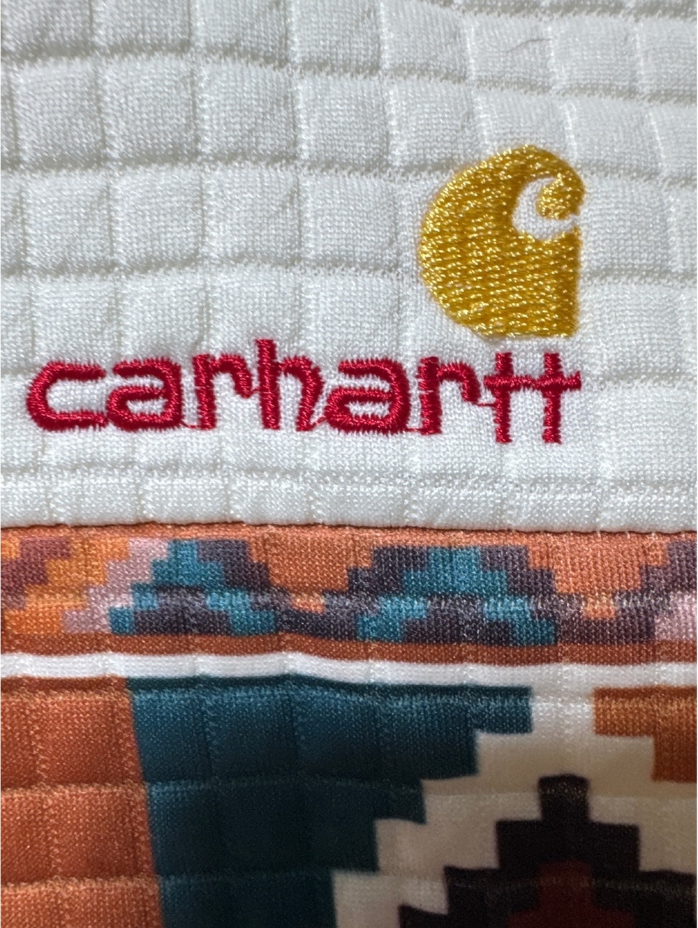 Carhartt Cream Quilted Hoodie with Multi-Color Aztec Panel - Picture 4 of 6